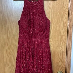 Red glitter prom dress